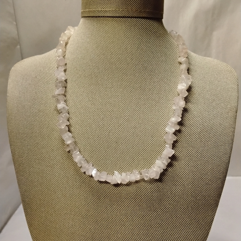 Vintage 18 Inch Chunky Rock Crystal Chip Necklace